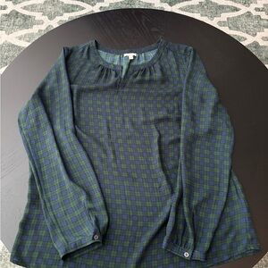Talbots Green and Blue Checkered Top
